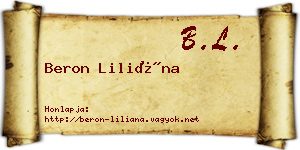Beron Liliána névjegykártya